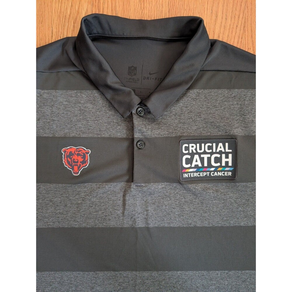 Nike Chicago Bears NFL Mens Large On Field Crucial Catch Dri-FIT Polo Shirt Grey